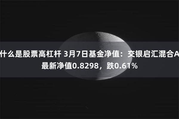 什么是股票高杠杆 3月7日基金净值：交银启汇混合A最新净值0.8298，跌0.61%